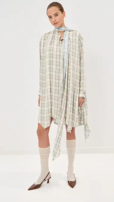 Acne Studios Check Tunic Dress Green/Blue | Thumbnail 2
