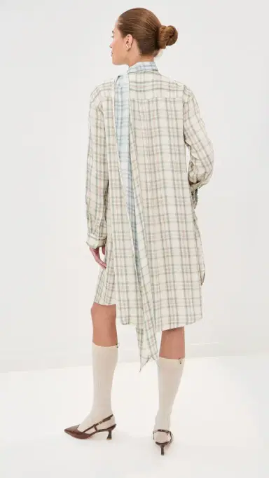 Acne Studios Check Tunic Dress Green/Blue | Thumbnail 3