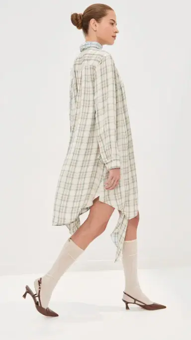 Acne Studios Check Tunic Dress Green/Blue | Thumbnail 4