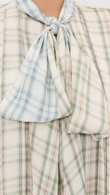 Acne Studios Check Tunic Dress Green/Blue | Thumbnail 6