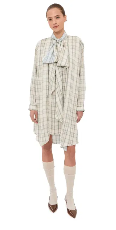 Acne Studios Check Tunic Dress Green/Blue | Thumbnail 1