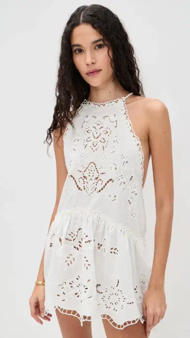 FARM Rio White Richilieu Mini Dress White | Thumbnail 2