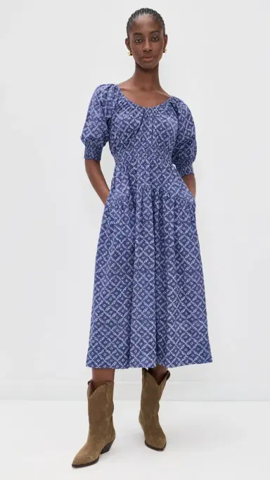 Marea Abby Dress Indigo Lattice L | Thumbnail 2