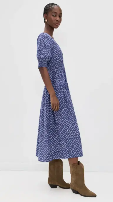 Marea Abby Dress Indigo Lattice L | Thumbnail 4