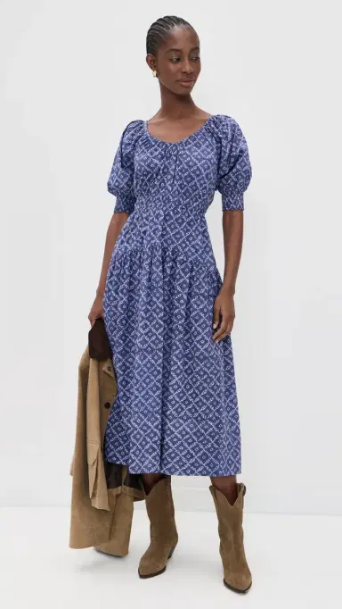 Marea Abby Dress Indigo Lattice L | Thumbnail 5
