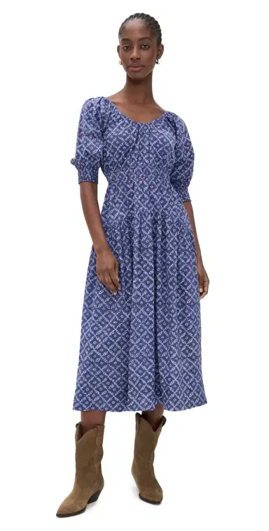 Marea Abby Dress Indigo Lattice L | Thumbnail 1