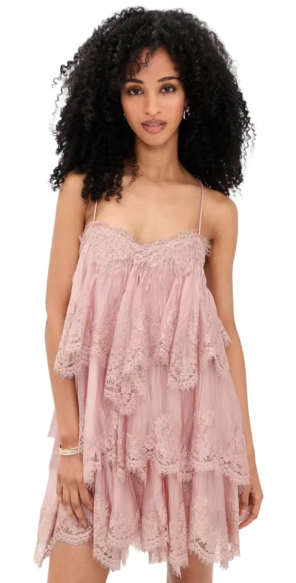 Ophelia Lace Mini Dress Fawn Pink