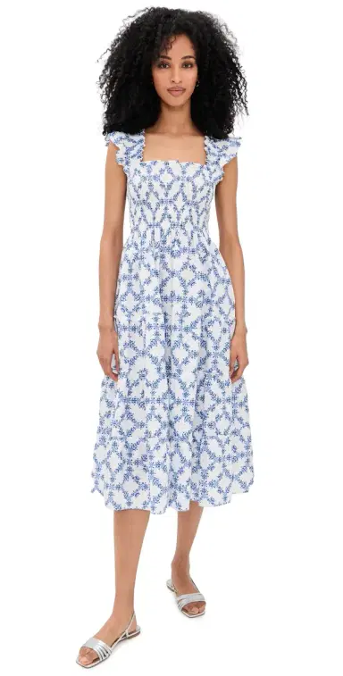 Hill House Home The Ellie Nap Dress Marigold Block Blue L | Thumbnail 1 Hill House Home The Ellie Nap Dress Marigold Block Blue L | Thumbnail 1