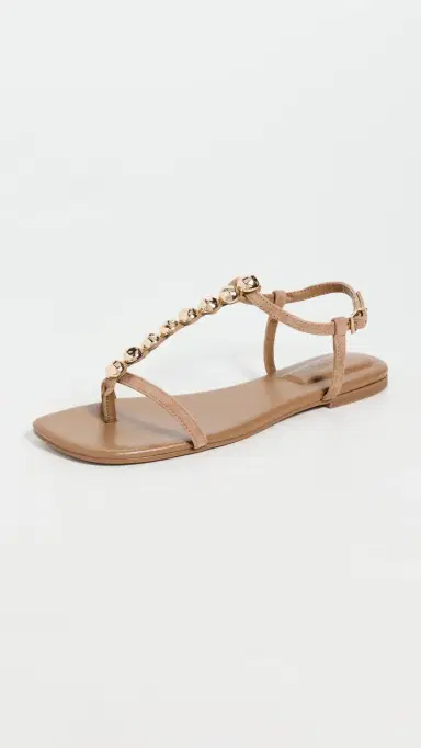 SIMKHAI Amaya Suede Thong Flat Sandals Camel | Thumbnail 2