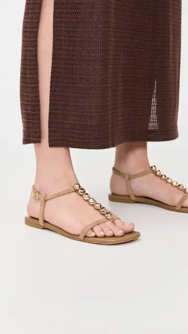 SIMKHAI Amaya Suede Thong Flat Sandals Camel | Thumbnail 5