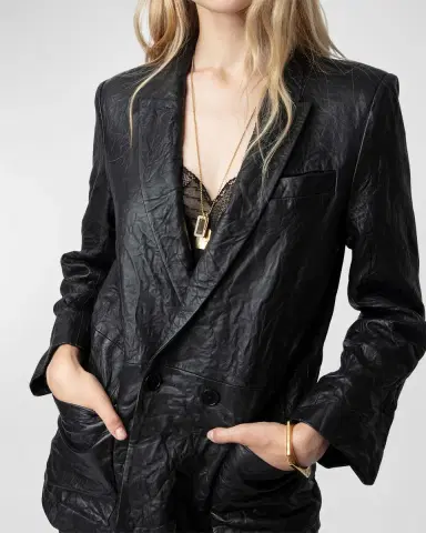 Zadig & Voltaire Visko Crinkled Leather Blazer | Thumbnail 4 Zadig & Voltaire Visko Crinkled Leather Blazer | Thumbnail 4