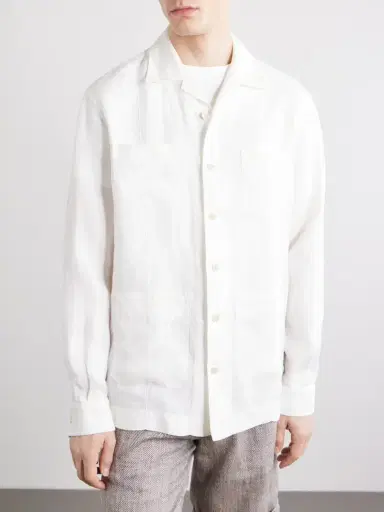 Brunello Cucinelli Guayabera Linen Overshirt - Men | Thumbnail 3