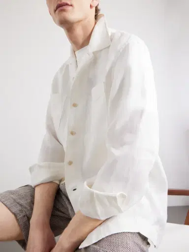 Brunello Cucinelli Guayabera Linen Overshirt - Men | Thumbnail 5