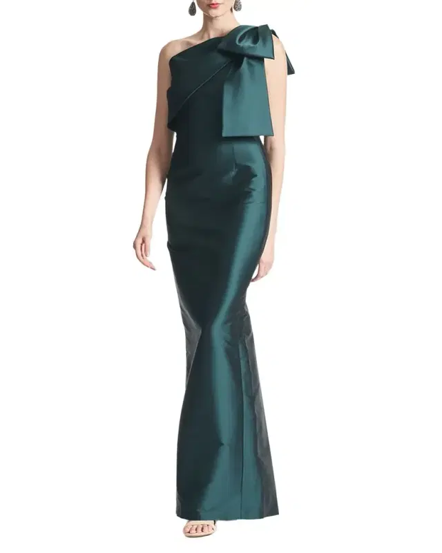 Bonnie One-Shoulder Bow Column Gown