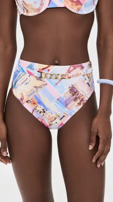L'AGENCE Vanessa Postcard Print High Waisted Bikini Bottoms Multi | Thumbnail 2 L'AGENCE Vanessa Postcard Print High Waisted Bikini Bottoms Multi | Thumbnail 2