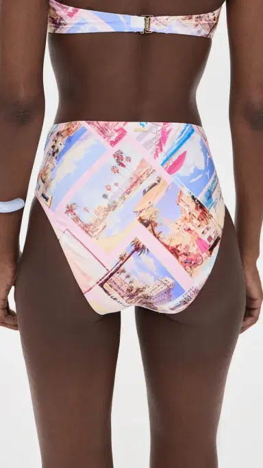 L'AGENCE Vanessa Postcard Print High Waisted Bikini Bottoms Multi | Thumbnail 3 L'AGENCE Vanessa Postcard Print High Waisted Bikini Bottoms Multi | Thumbnail 3