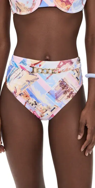 L'AGENCE Vanessa Postcard Print High Waisted Bikini Bottoms Multi | Thumbnail 1 L'AGENCE Vanessa Postcard Print High Waisted Bikini Bottoms Multi | Thumbnail 1