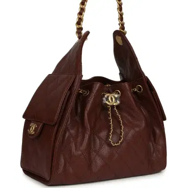 Chanel Chanel Small 25 Hobo Bag Brown Caviar Antique Gold Hardware | Thumbnail 2