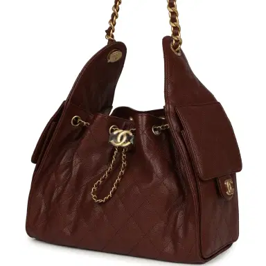 Chanel Chanel Small 25 Hobo Bag Brown Caviar Antique Gold Hardware | Thumbnail 5