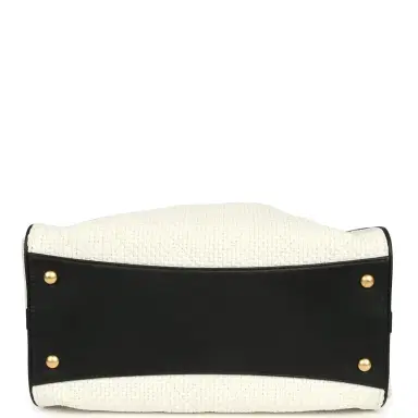 Chanel Chanel Small 25 Hobo Bag White Raffia and Black Calfskin Antique Gold Hardware | Thumbnail 6 Chanel Chanel Small 25 Hobo Bag White Raffia and Black Calfskin Antique Gold Hardware | Thumbnail 6