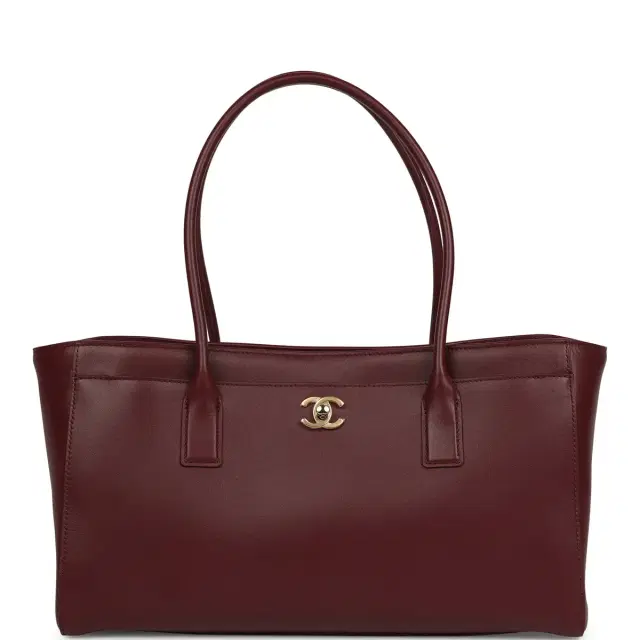 Chanel Chanel Small Cerf Shopping Bag Burgundy Calfskin Gold Hardware