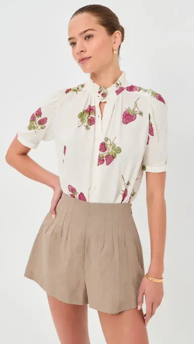 Alix of Bohemia Winnie Strawberry Dot Shirt Off-White | Thumbnail 2 Alix of Bohemia Winnie Strawberry Dot Shirt Off-White | Thumbnail 2