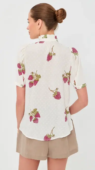 Alix of Bohemia Winnie Strawberry Dot Shirt Off-White | Thumbnail 3 Alix of Bohemia Winnie Strawberry Dot Shirt Off-White | Thumbnail 3