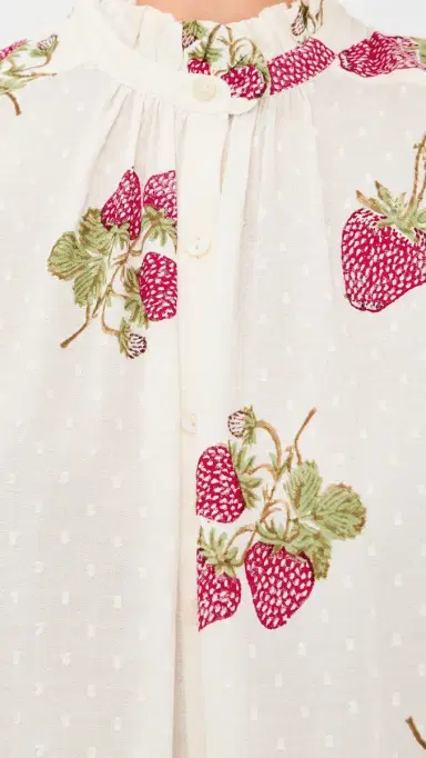 Alix of Bohemia Winnie Strawberry Dot Shirt Off-White | Thumbnail 6 Alix of Bohemia Winnie Strawberry Dot Shirt Off-White | Thumbnail 6