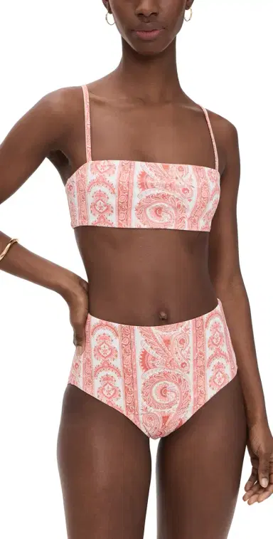Hill House Home The Juno Bikini Set Corsica Paisley Coral S | Thumbnail 1