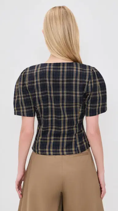 Lioness Femme Blouse Navy Lemon Plaid | Thumbnail 3