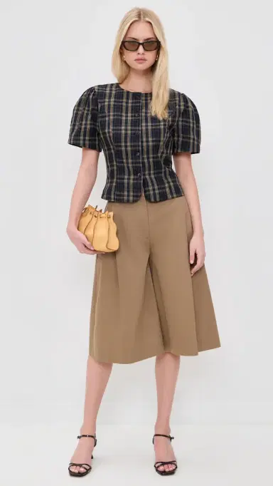 LIONESS Femme Blouse Navy Lemon Plaid S | Thumbnail 5