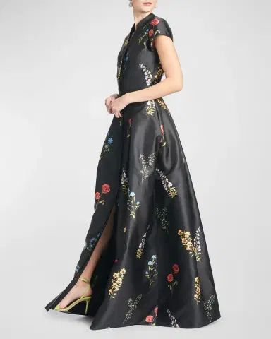SACHIN & BABI Marta Pleated Floral-Print A-Line Gown | Thumbnail 2 SACHIN & BABI Marta Pleated Floral-Print A-Line Gown | Thumbnail 2
