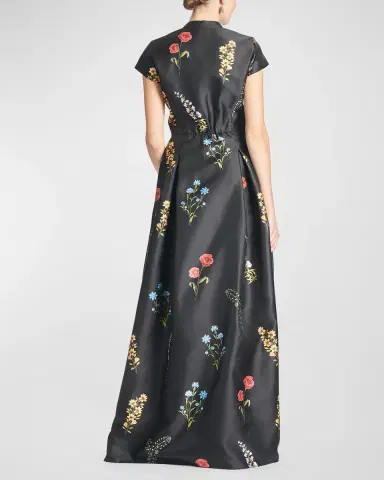 SACHIN & BABI Marta Pleated Floral-Print A-Line Gown | Thumbnail 3 SACHIN & BABI Marta Pleated Floral-Print A-Line Gown | Thumbnail 3