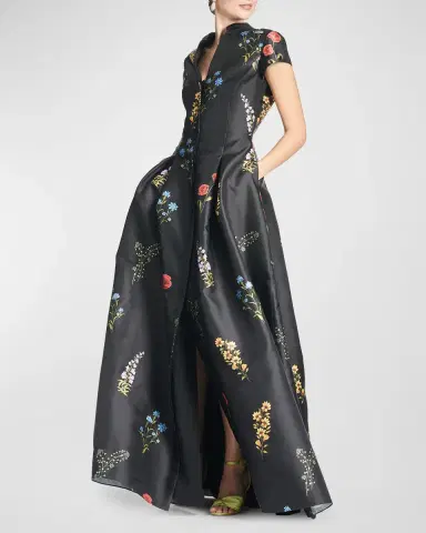 SACHIN & BABI Marta Pleated Floral-Print A-Line Gown | Thumbnail 4 SACHIN & BABI Marta Pleated Floral-Print A-Line Gown | Thumbnail 4