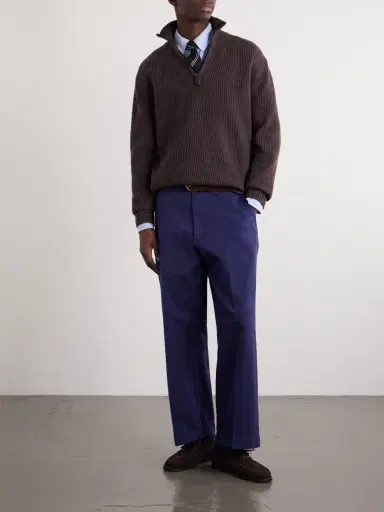 Beams Plus Straight-Leg Herringbone Cotton Trousers - Men | Thumbnail 2