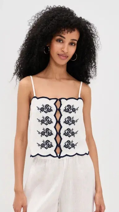 CAMI NYC Nazare Embroidered Linen Camisole Macadamia | Thumbnail 2 CAMI NYC Nazare Embroidered Linen Camisole Macadamia | Thumbnail 2