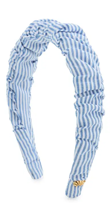 Lele Sadoughi Kelly Cotton Seersucker Headband Oceanspray One Size | Thumbnail 1