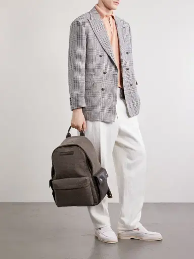 Brunello Cucinelli Leather-Trimmed Woven Backpack - Men | Thumbnail 2 Brunello Cucinelli Leather-Trimmed Woven Backpack - Men | Thumbnail 2