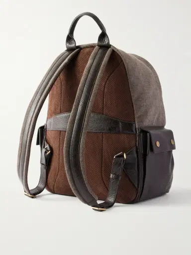 Brunello Cucinelli Leather-Trimmed Woven Backpack - Men | Thumbnail 4 Brunello Cucinelli Leather-Trimmed Woven Backpack - Men | Thumbnail 4