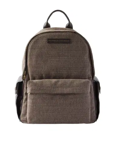 Brunello Cucinelli Leather-Trimmed Woven Backpack - Men | Thumbnail 1 Brunello Cucinelli Leather-Trimmed Woven Backpack - Men | Thumbnail 1
