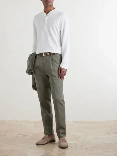Brunello Cucinelli Linen and Cotton-Blend Henley T-Shirt - Men | Thumbnail 2 Brunello Cucinelli Linen and Cotton-Blend Henley T-Shirt - Men | Thumbnail 2
