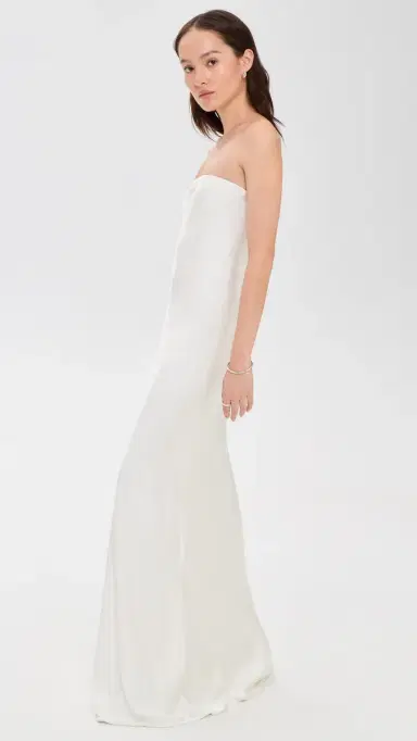 Norma Kamali Bias Strapless Gown Porcelain M | Thumbnail 4 Norma Kamali Bias Strapless Gown Porcelain M | Thumbnail 4