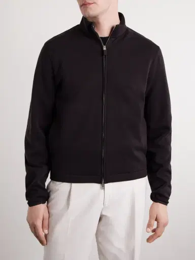 Zegna Honeycomb-Knit Cotton, Wool and Silk-Blend Zip-Up Sweater - Men | Thumbnail 3 Zegna Honeycomb-Knit Cotton, Wool and Silk-Blend Zip-Up Sweater - Men | Thumbnail 3