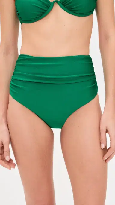 SIMKHAI Teya High Waisted Bikini Bottoms Kelly Green | Thumbnail 2