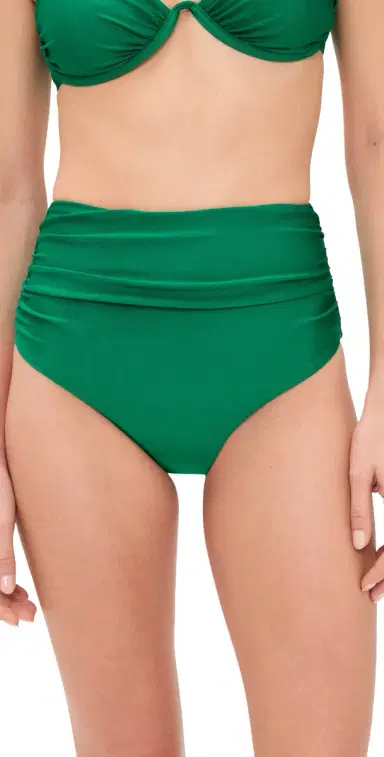 SIMKHAI Teya High Waisted Bikini Bottoms Kelly Green | Thumbnail 1