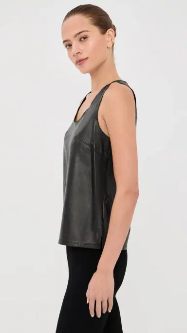 Tibi Lightweight Leather Tank Top Black | Thumbnail 4