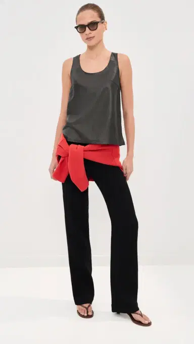 Tibi Lightweight Leather Tank Top Black | Thumbnail 5