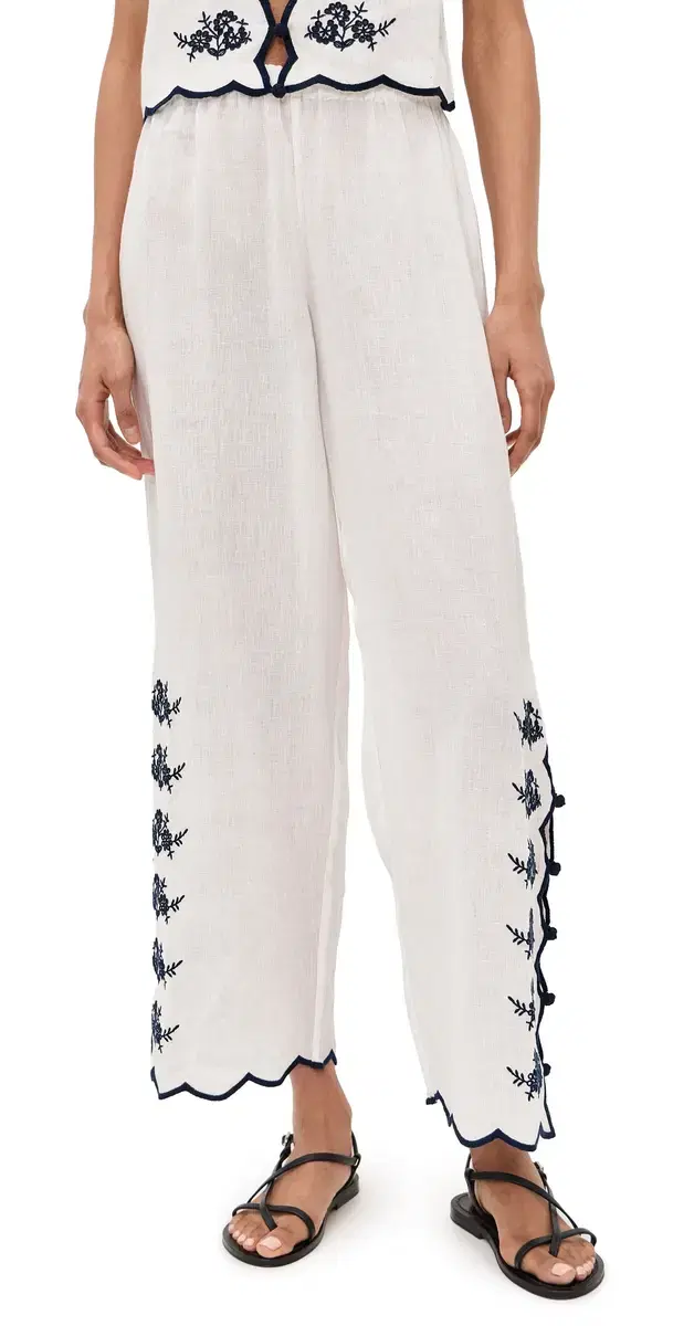 CAMI NYC adrid Embroidered Linen Pants acadamia