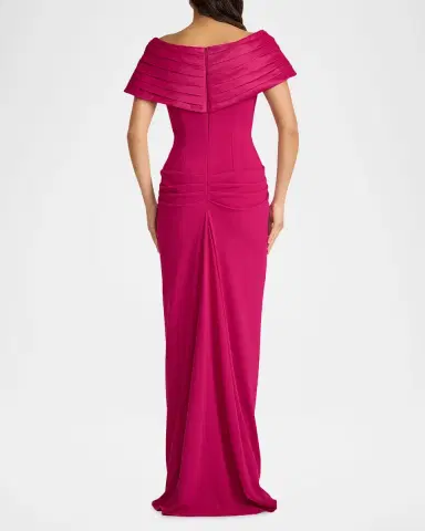 Tadashi Shoji Pleated Off-Shoulder Taffeta & Crepe Gown | Thumbnail 2