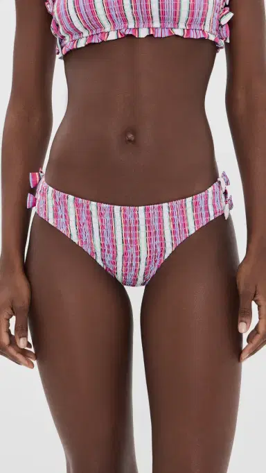 Damson Madder Shirred Bow Bikini Bottoms Pink | Thumbnail 2